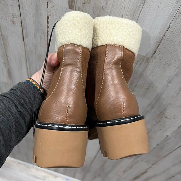 Violet & Red NWOB Women's 6.5M Alexa Suede Leather Combat Boot Brown Lug Sole - Picture 4 of 6